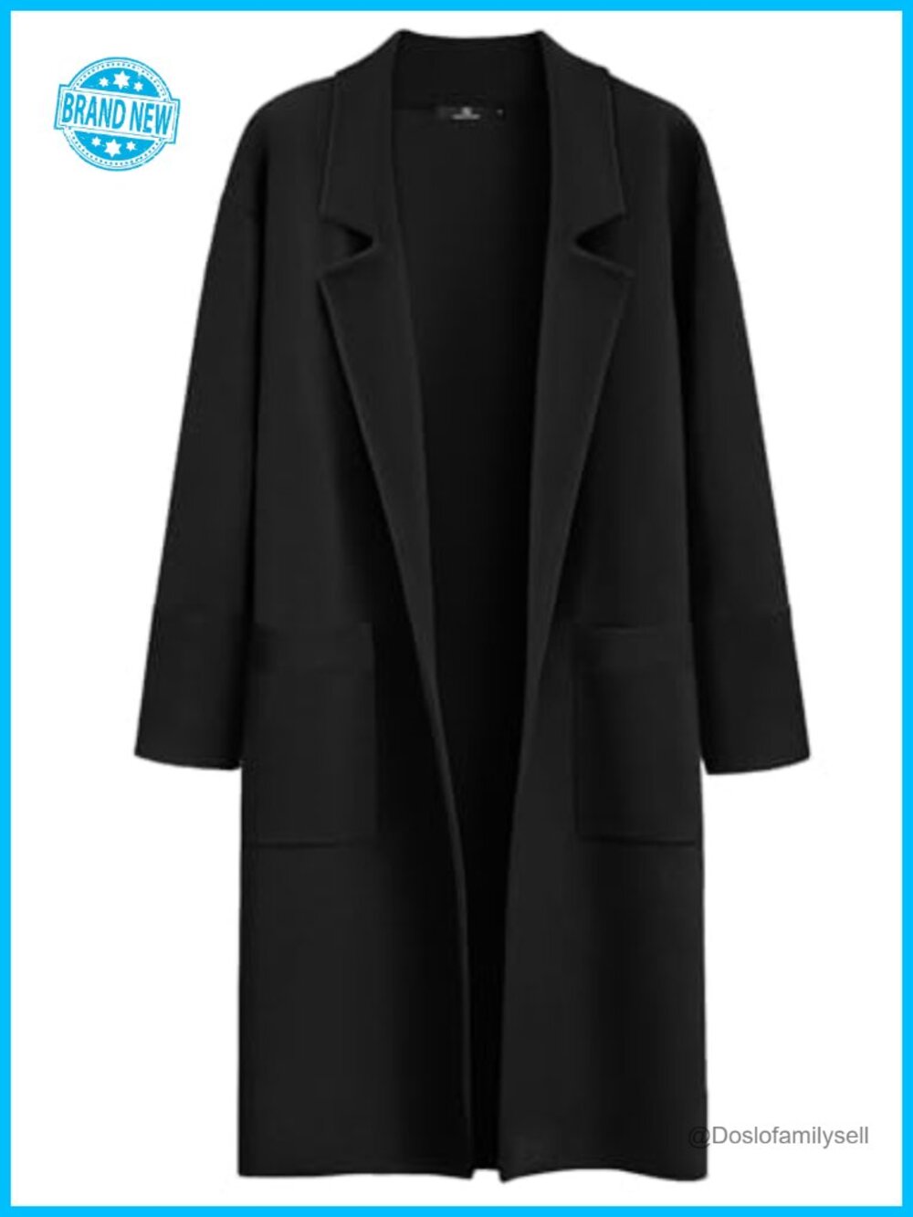 Oversized Long Cardigan Trench Coat Shawl Collar Mid-Calf Pockets